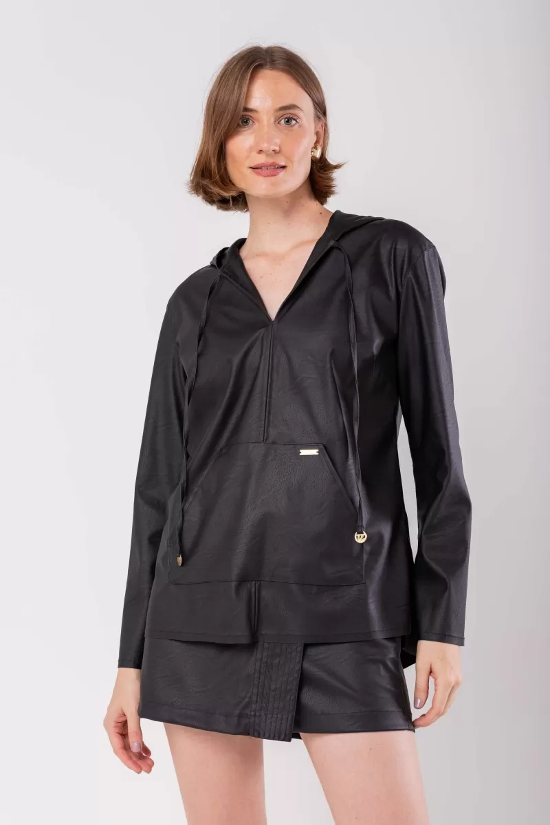 Hidrogênio - POLYURETHANE SKIRT SHORTS WITH POCKETS AND BLACK STITCHING - 19962001 Hidrogênio - POLYURETHANE SKIRT SHORTS WITH POCKETS AND BLACK STITCHING - 19962001