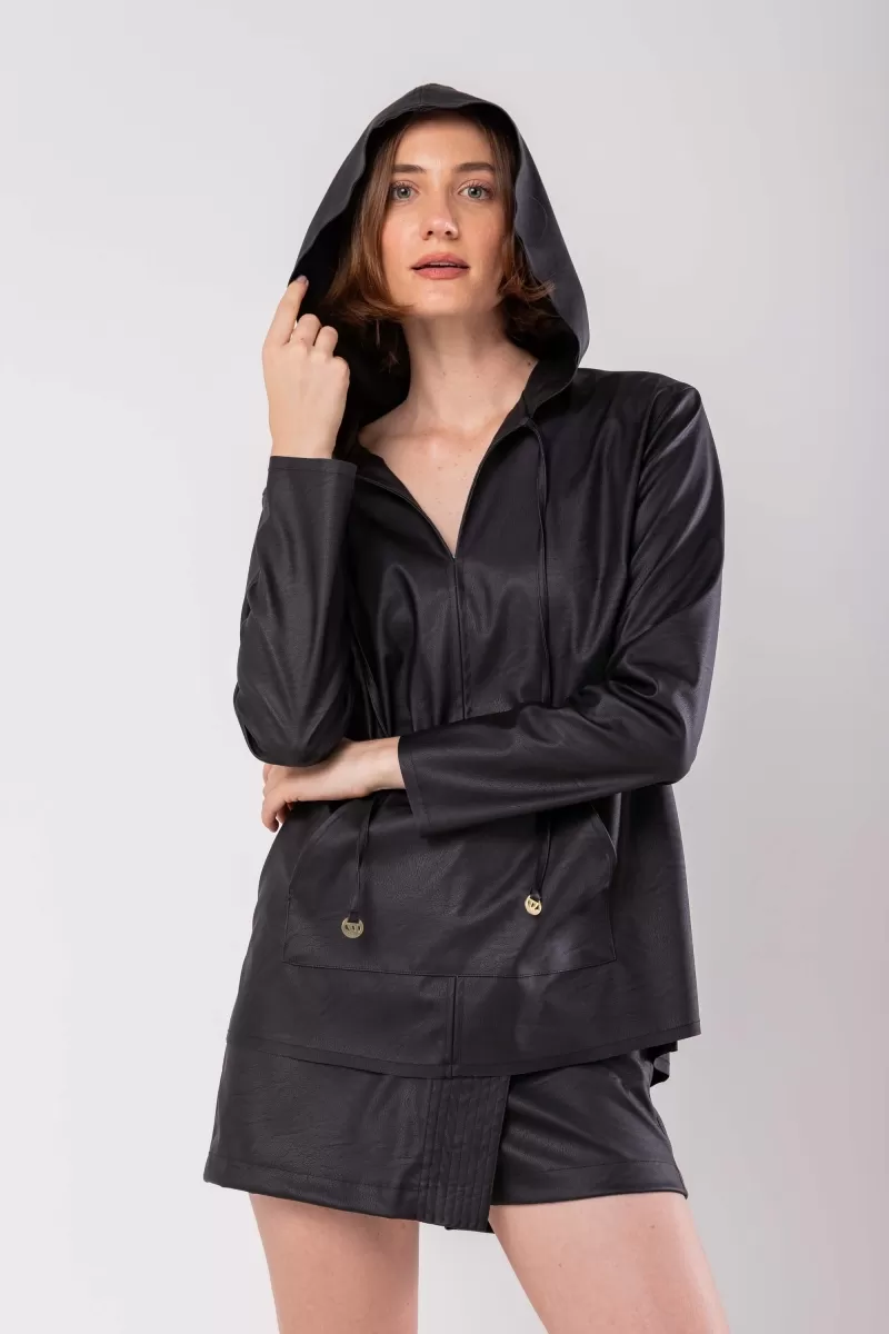 Hidrogênio - THREAD JACKET WITH BLACK POLYURETHANE HOOD - 19961001 Hidrogênio - THREAD JACKET WITH BLACK POLYURETHANE HOOD - 19961001