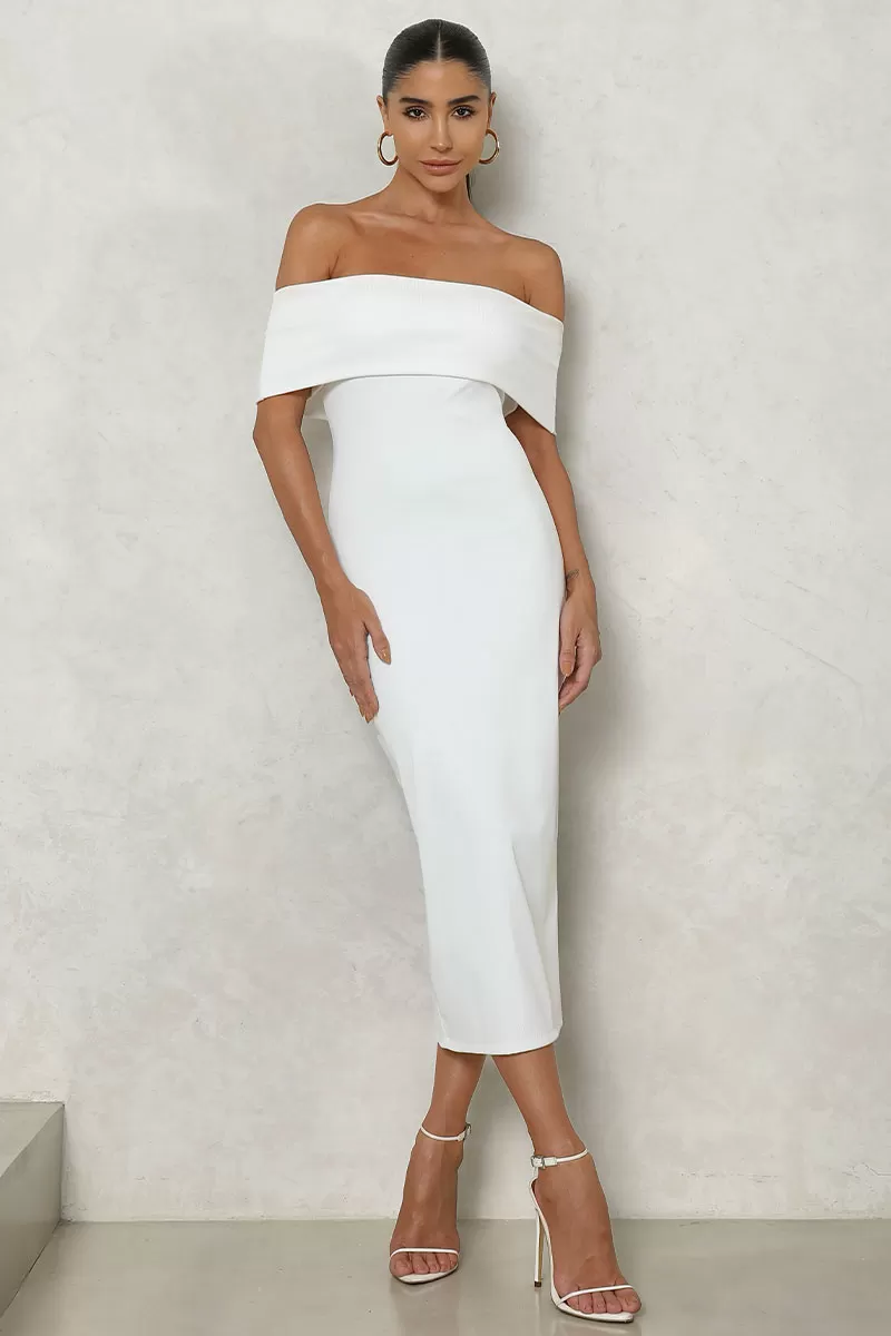 Miss Misses - Dress Miss Misses Ribbed Shoulder to Shoulder Off White - 80525030 Miss Misses - Dress Miss Misses Ribbed Shoulder to Shoulder Off White - 80525030