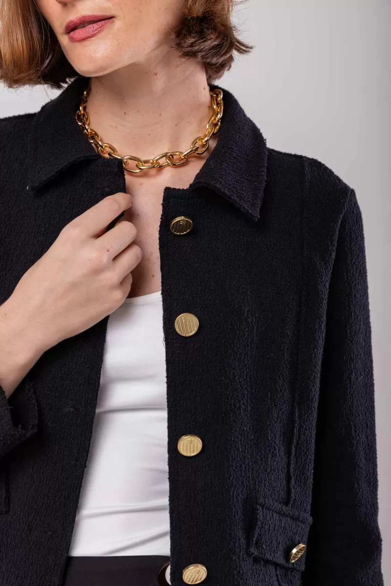 Hidrogênio - THREAD JACKET WITH LAPEL AND BUTTONS BLACK - 19957001 Hidrogênio - THREAD JACKET WITH LAPEL AND BUTTONS BLACK - 19957001