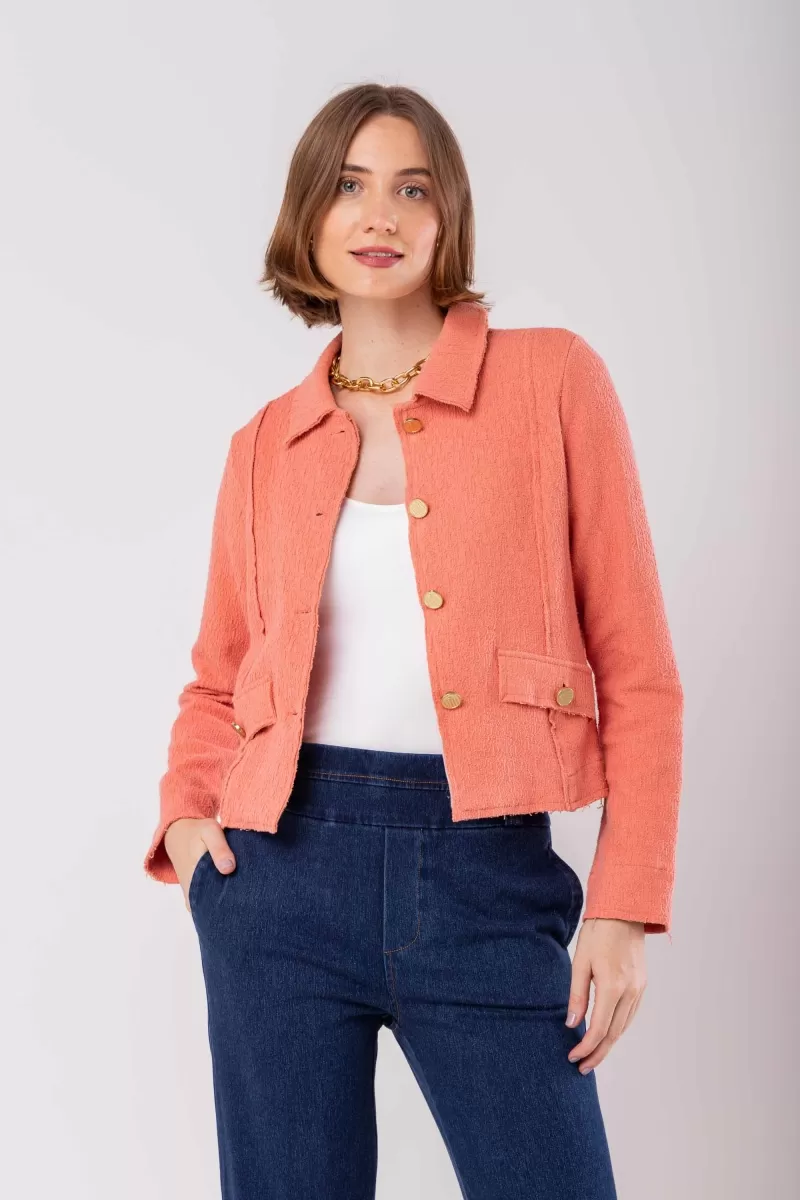 Hidrogênio - THREAD JACKET WITH LAPEL AND SALMON BUTTONS - 19957013 Hidrogênio - THREAD JACKET WITH LAPEL AND SALMON BUTTONS - 19957013