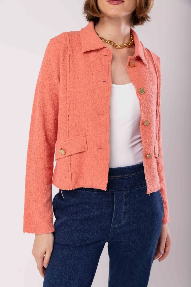 Hidrogênio - THREAD JACKET WITH LAPEL AND SALMON BUTTONS - 19957013 Hidrogênio - THREAD JACKET WITH LAPEL AND SALMON BUTTONS - 19957013