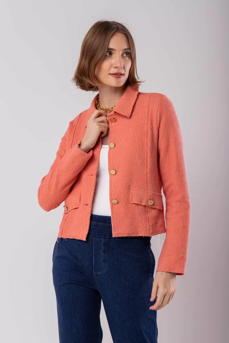 Hidrogênio - THREAD JACKET WITH LAPEL AND SALMON BUTTONS - 19957013 Hidrogênio - THREAD JACKET WITH LAPEL AND SALMON BUTTONS - 19957013