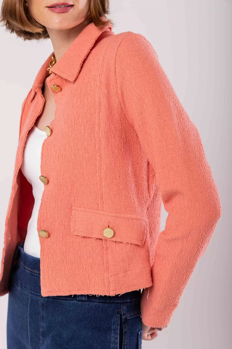 Hidrogênio - THREAD JACKET WITH LAPEL AND SALMON BUTTONS - 19957013 Hidrogênio - THREAD JACKET WITH LAPEL AND SALMON BUTTONS - 19957013