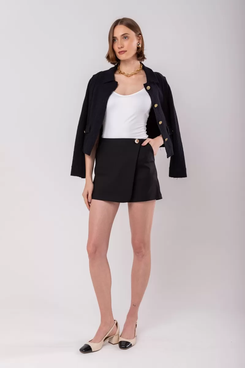 Hidrogênio - SHORTS SKIRT WITH BUTTON AND POCKET TAILOR BLACK - 19966001 Hidrogênio - SHORTS SKIRT WITH BUTTON AND POCKET TAILOR BLACK - 19966001