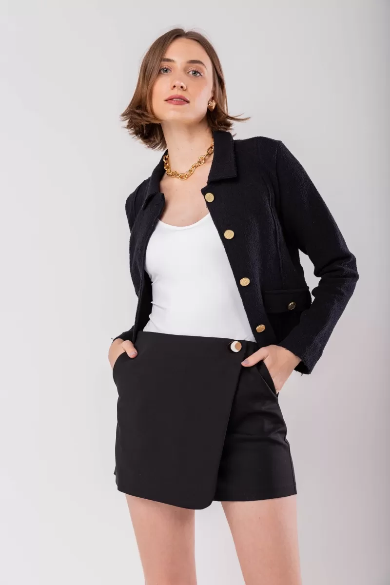 Hidrogênio - SHORTS SKIRT WITH BUTTON AND POCKET TAILOR BLACK - 19966001 Hidrogênio - SHORTS SKIRT WITH BUTTON AND POCKET TAILOR BLACK - 19966001
