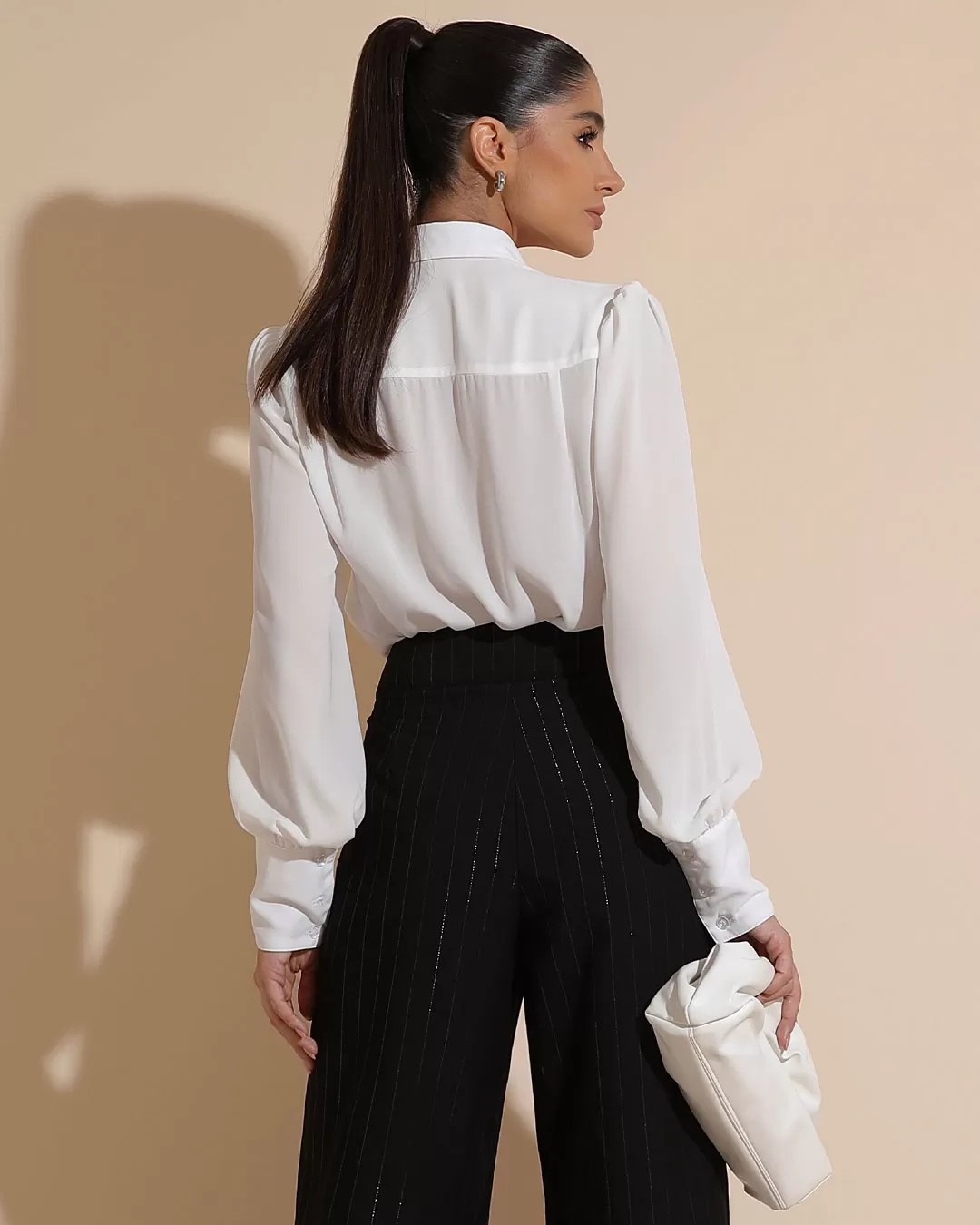 Miss Misses - Miss Misses Long Chiffon Shirt Buttons Off White - 54221OFF Miss Misses - Miss Misses Long Chiffon Shirt Buttons Off White - 54221OFF