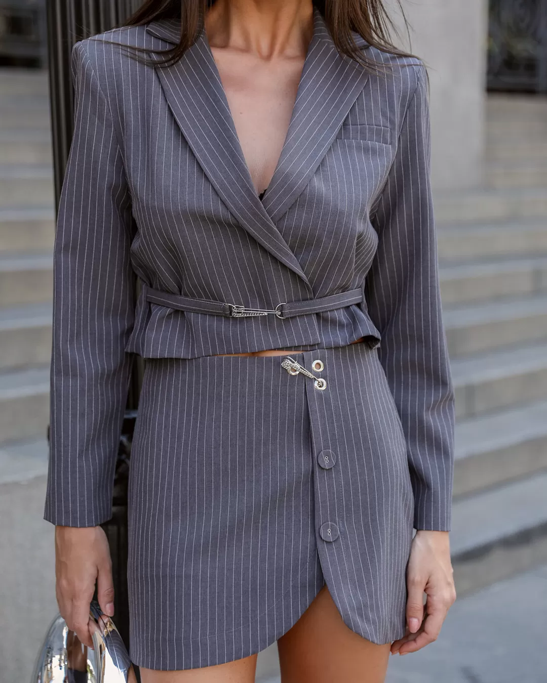 Dot Clothing - Set Dot Clothing Gray Pinstripe Skirt - 2328CINZA Dot Clothing - Set Dot Clothing Gray Pinstripe Skirt - 2328CINZA