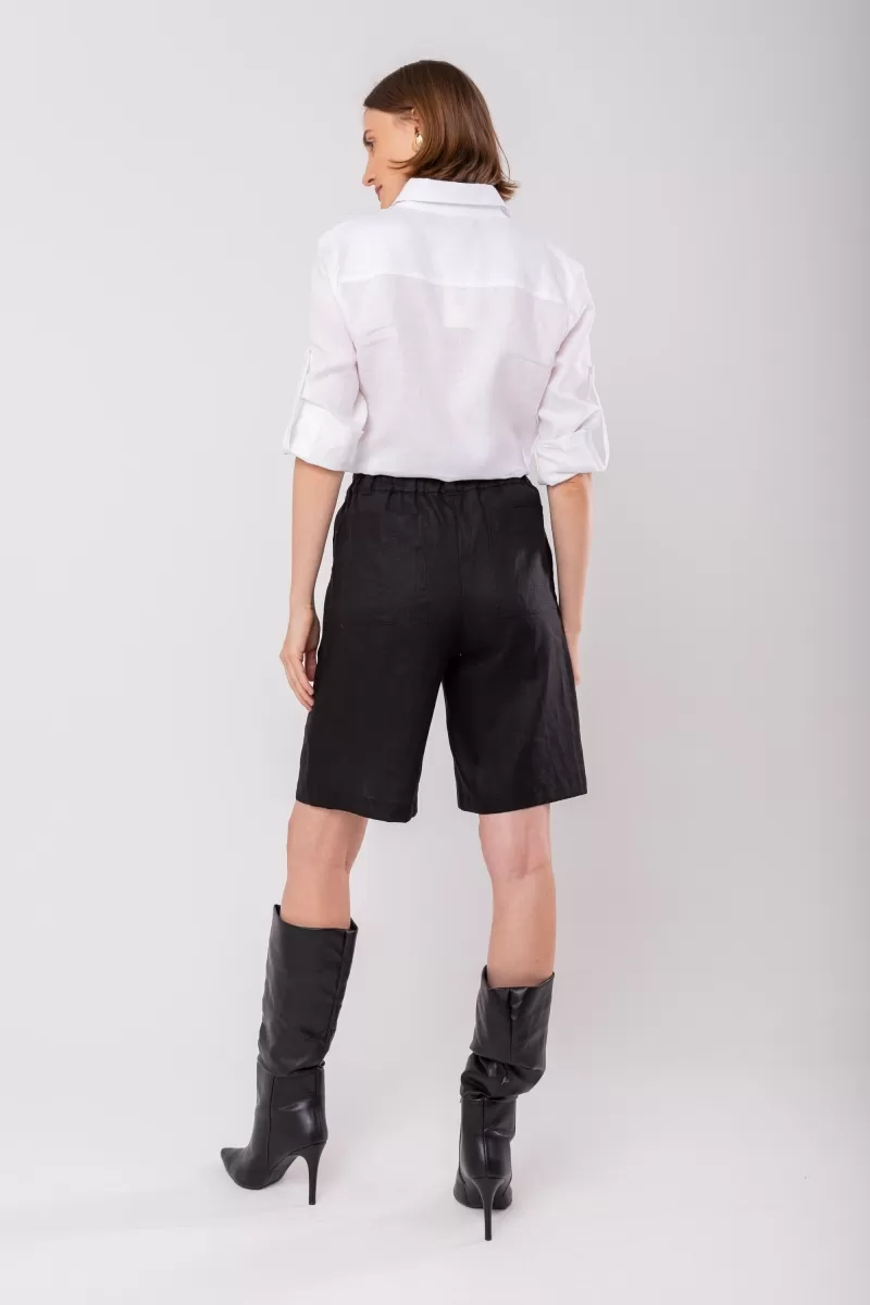 Hidrogênio - BERMUDA WITH BLACK LINEN BELT - 19978001 Hidrogênio - BERMUDA WITH BLACK LINEN BELT - 19978001