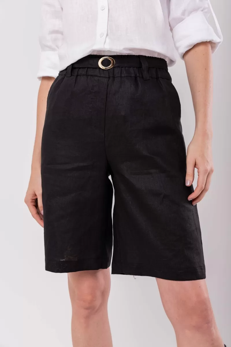 Hidrogênio - BERMUDA WITH BLACK LINEN BELT - 19978001 Hidrogênio - BERMUDA WITH BLACK LINEN BELT - 19978001
