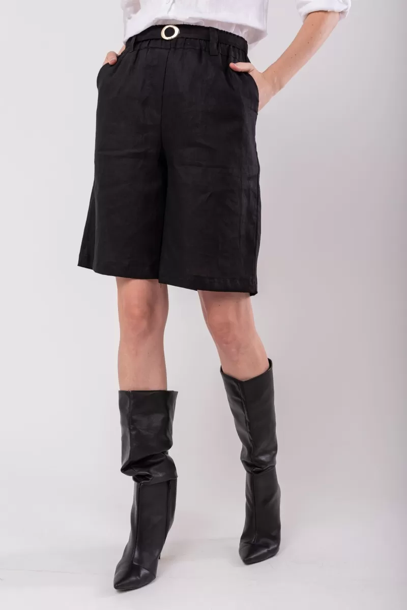 Hidrogênio - BERMUDA WITH BLACK LINEN BELT - 19978001 Hidrogênio - BERMUDA WITH BLACK LINEN BELT - 19978001
