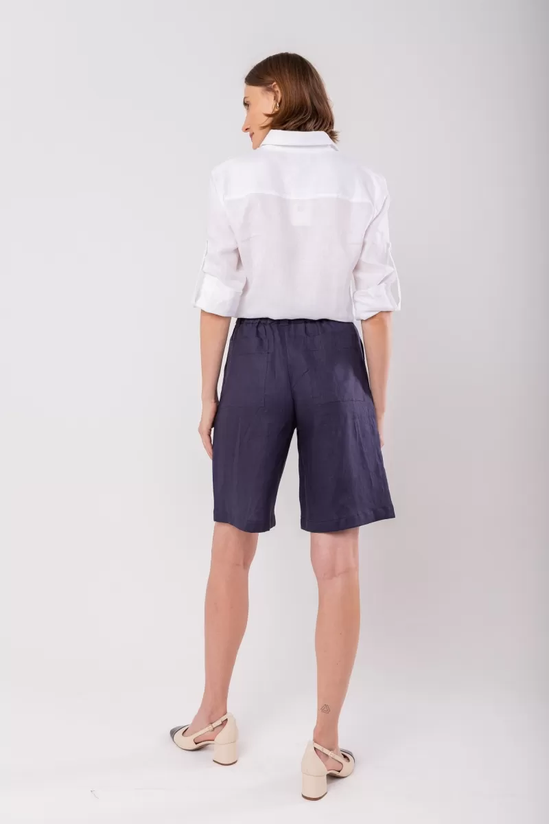 Hidrogênio - BERMUDA WITH NAVY LINEN BELT - 19978004 Hidrogênio - BERMUDA WITH NAVY LINEN BELT - 19978004