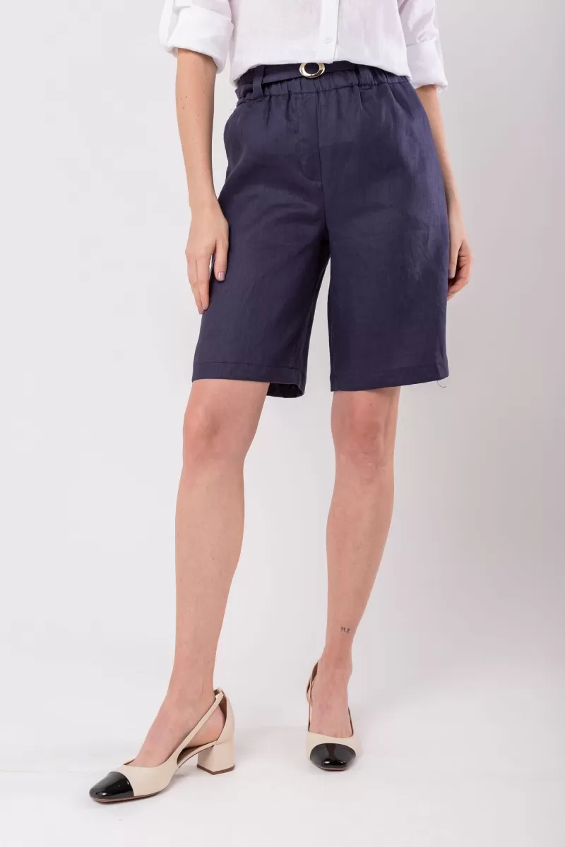Hidrogênio - BERMUDA WITH NAVY LINEN BELT - 19978004 Hidrogênio - BERMUDA WITH NAVY LINEN BELT - 19978004