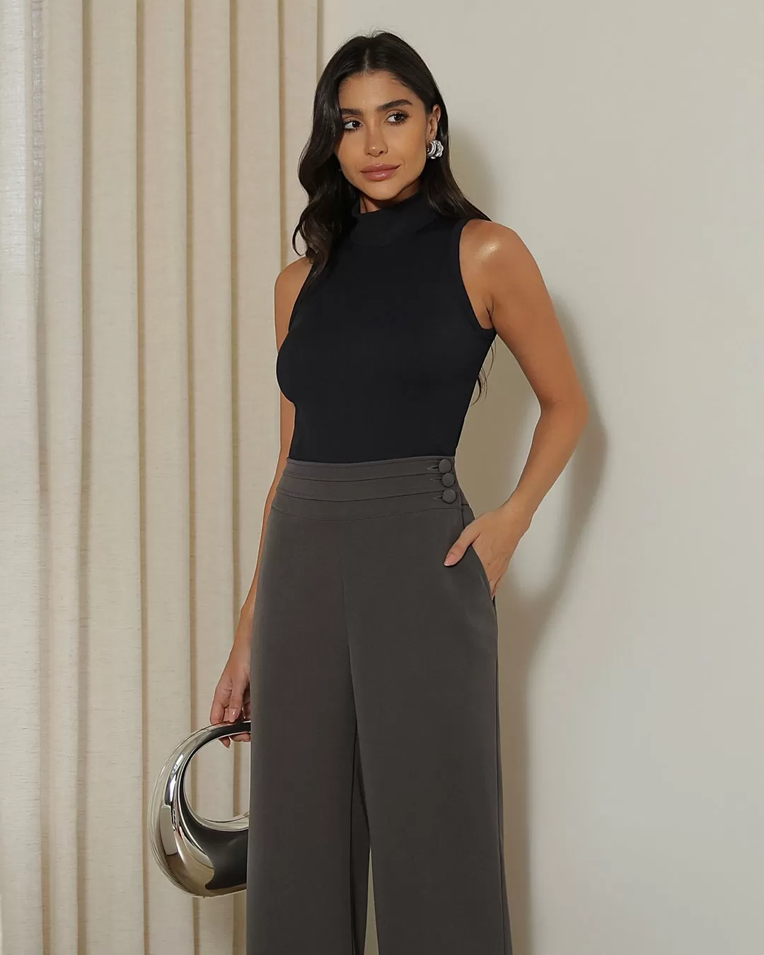 Miss Misses - Shirt Miss Misses Ribbed Tank Shirt High Neck Black - 54280PRETO Miss Misses - Shirt Miss Misses Ribbed Tank Shirt High Neck Black - 54280PRETO