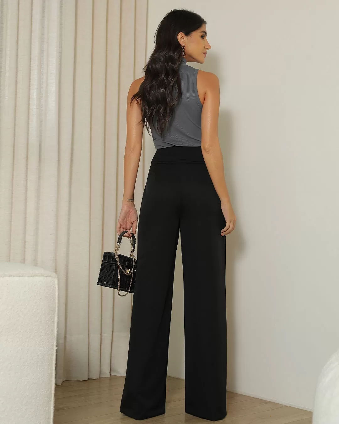 Miss Misses - Shirt Miss Misses Ribbed Tank Shirt High Collar Lead - 54280CINZA Miss Misses - Shirt Miss Misses Ribbed Tank Shirt High Collar Lead - 54280CINZA