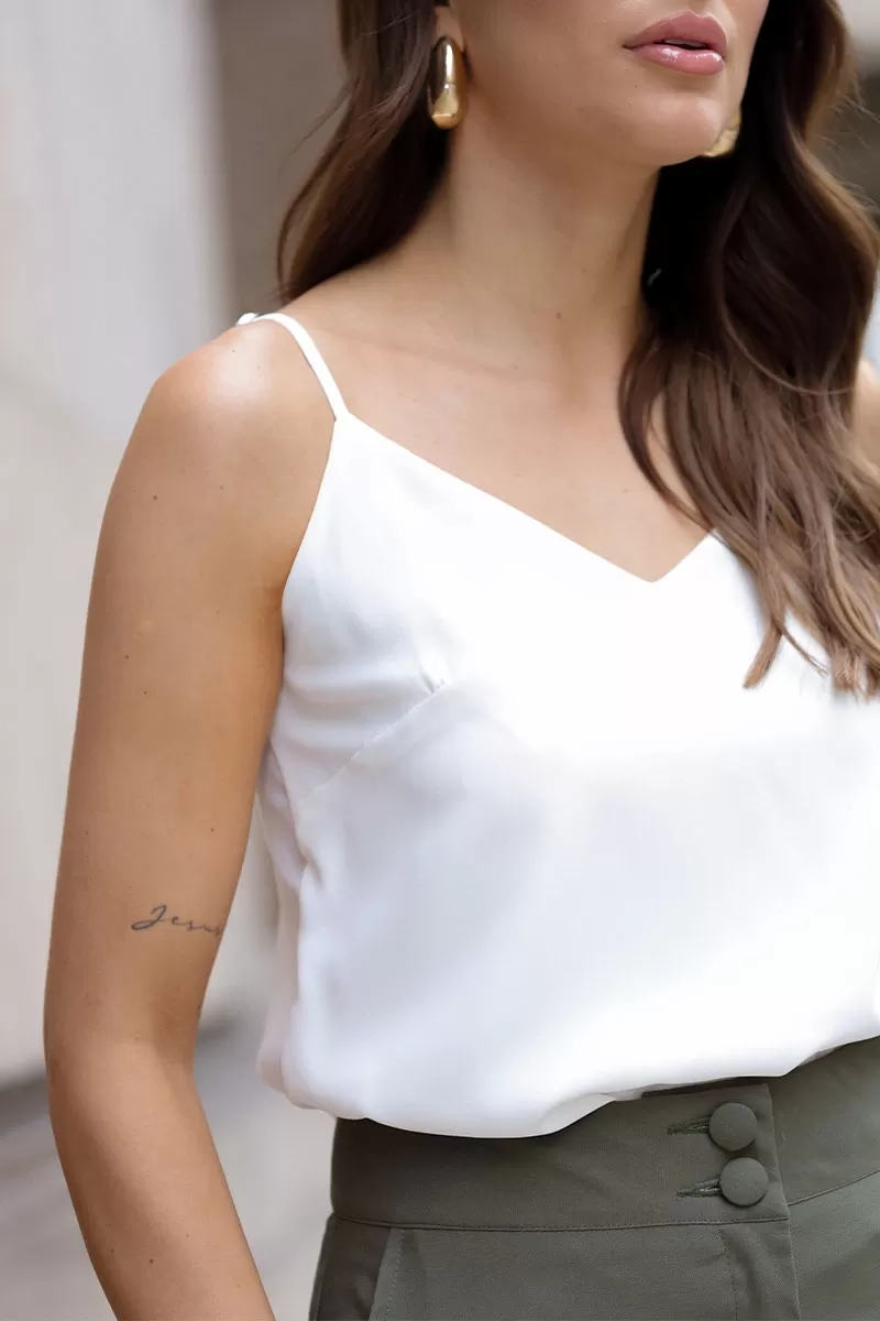 Miss Misses - Shirt Miss Misses Tank Shirt Chiffon With Strap White - 80520005 Miss Misses - Shirt Miss Misses Tank Shirt Chiffon With Strap White - 80520005