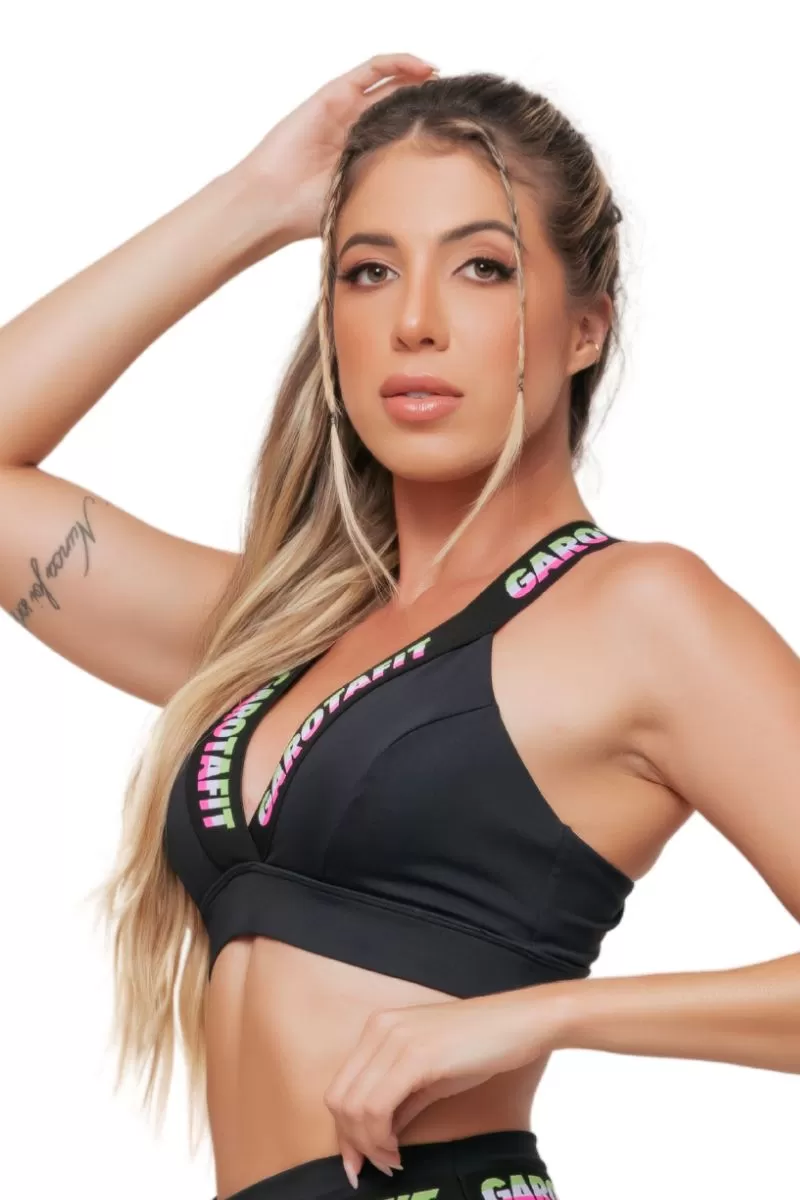 Garotafit - Black Komodo Top with Fluor - TOB88AF Garotafit - Black Komodo Top with Fluor - TOB88AF