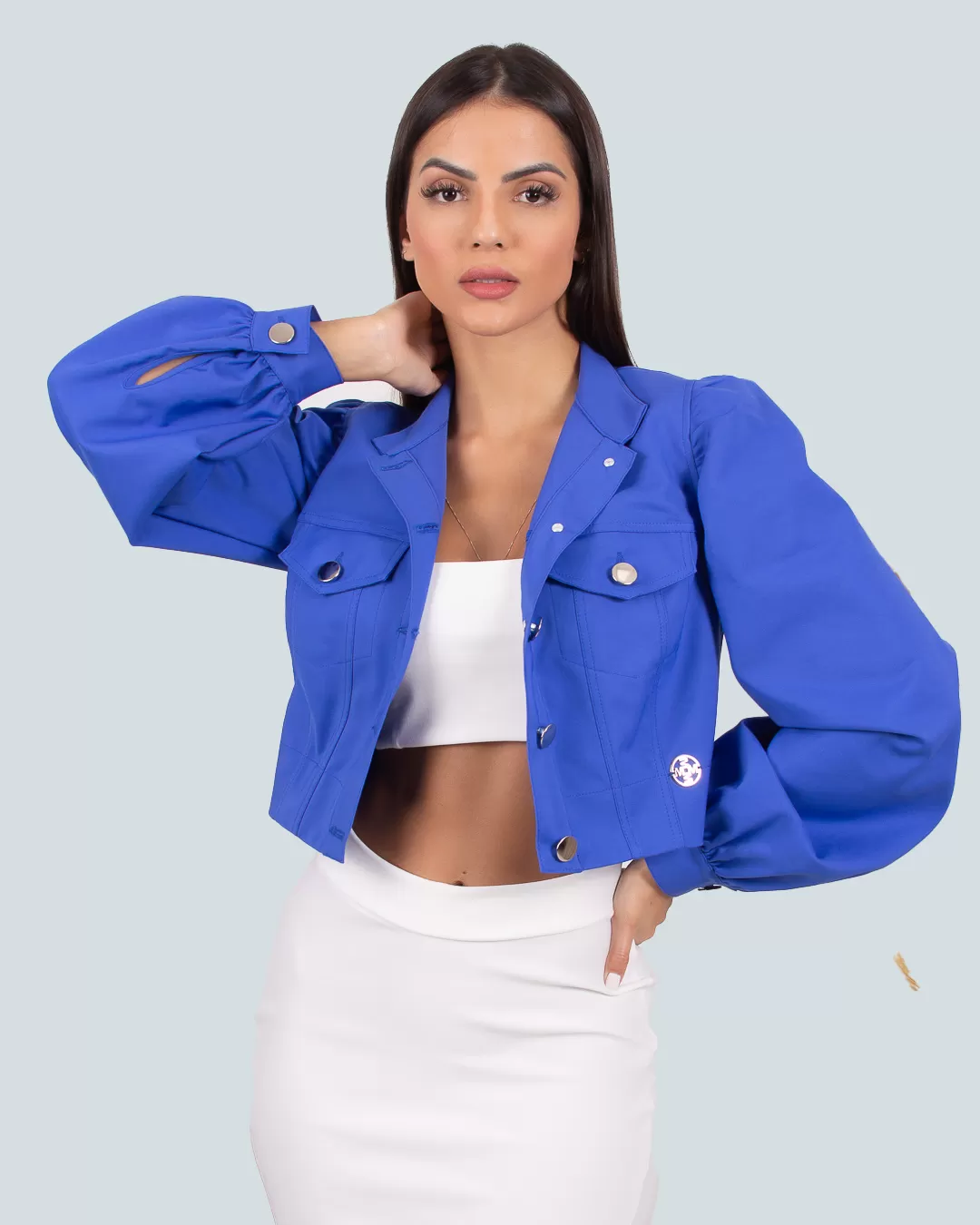 Miss Misses - Miss Misses Jacket with Blue Puff Sleeve - 18610AZUL Miss Misses - Miss Misses Jacket with Blue Puff Sleeve - 18610AZUL