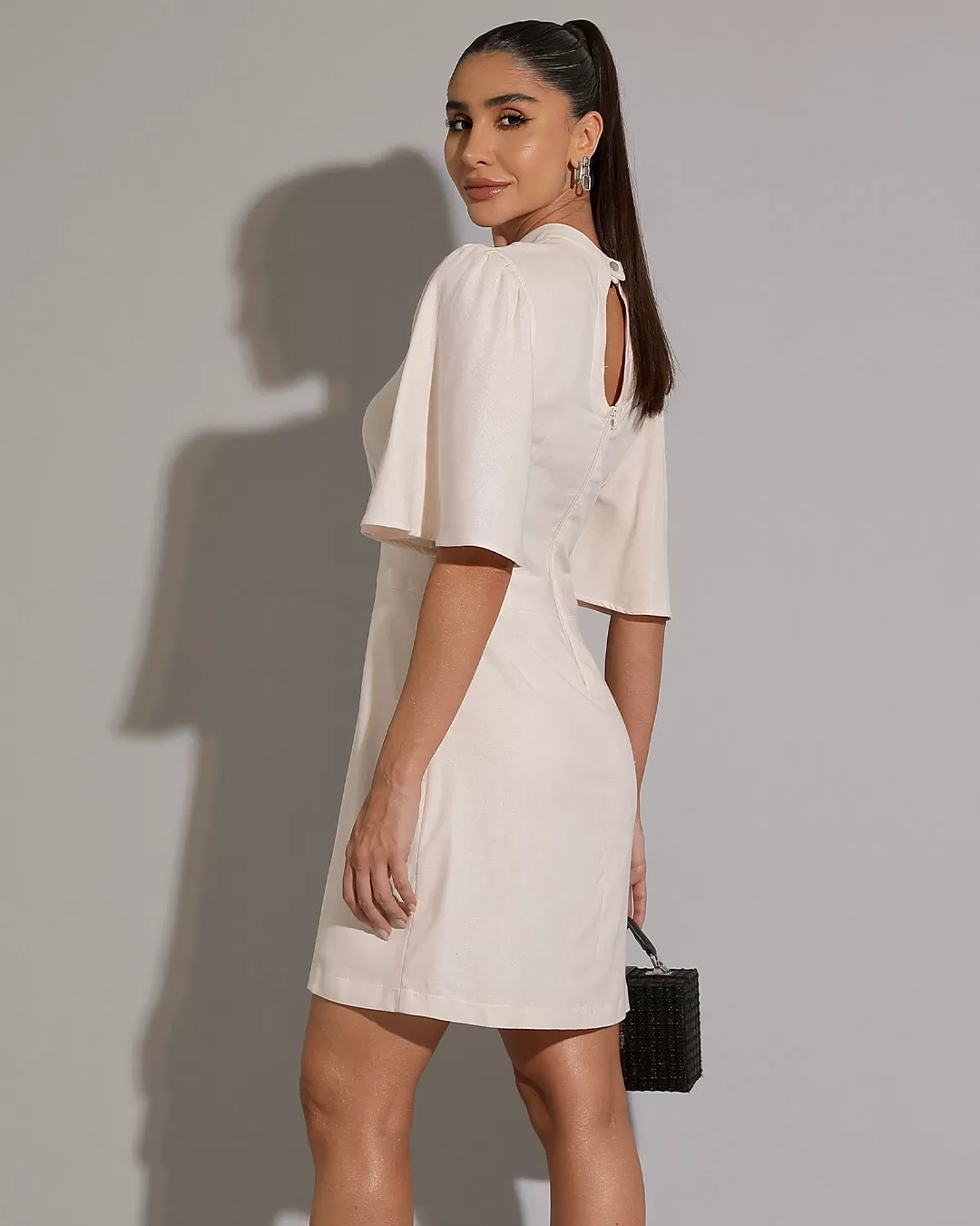 Miss Misses - Dress Miss Misses Short Linen Bell Sleeve Off White - 54220OFF Miss Misses - Dress Miss Misses Short Linen Bell Sleeve Off White - 54220OFF