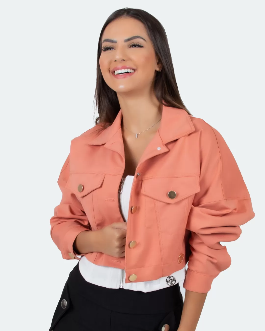 Miss Misses - Miss Misses Cropped Jacket with Beige Buttons - 18465BEGE Miss Misses - Miss Misses Cropped Jacket with Beige Buttons - 18465BEGE