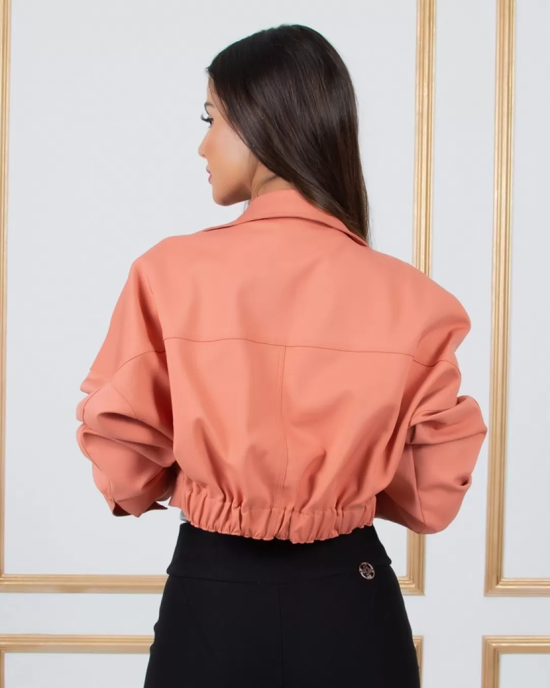 Miss Misses - Miss Misses Cropped Jacket with Beige Buttons - 18465BEGE Miss Misses - Miss Misses Cropped Jacket with Beige Buttons - 18465BEGE