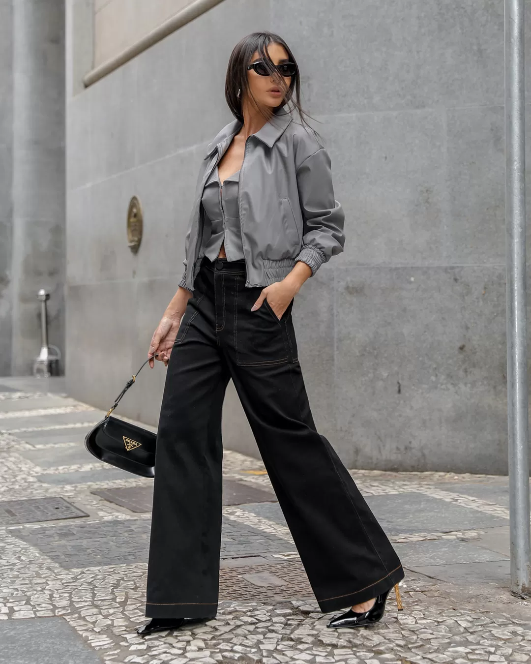 Dot Clothing - Cropped Dot Clothing Gray Leather - 2312CINZA Dot Clothing - Cropped Dot Clothing Gray Leather - 2312CINZA