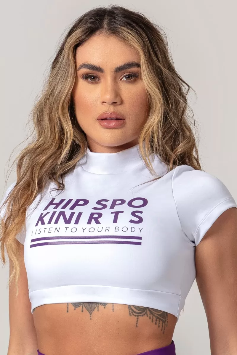 Hipkini - White Workout Top High Neck with Silk - 33330517 Hipkini - White Workout Top High Neck with Silk - 33330517