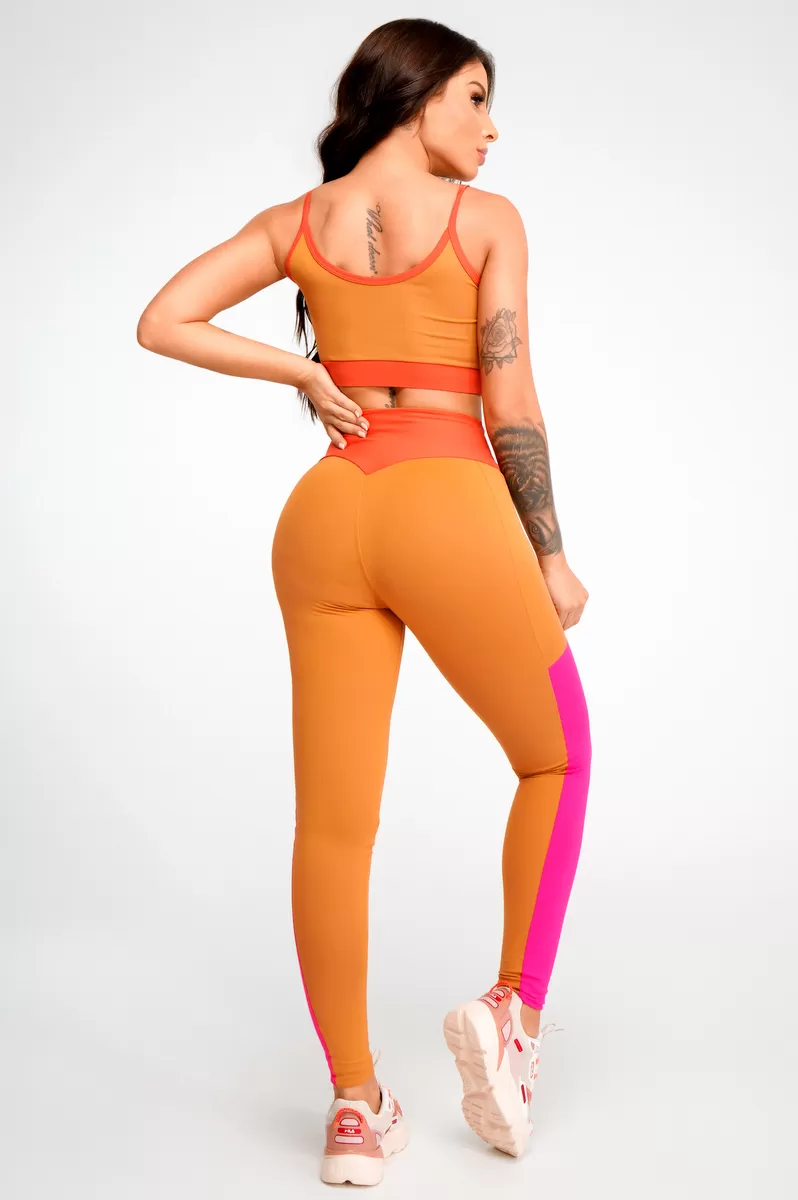 Lets Gym - Black and Caramel Moon Leggings - 2403CMRG Lets Gym - Black and Caramel Moon Leggings - 2403CMRG