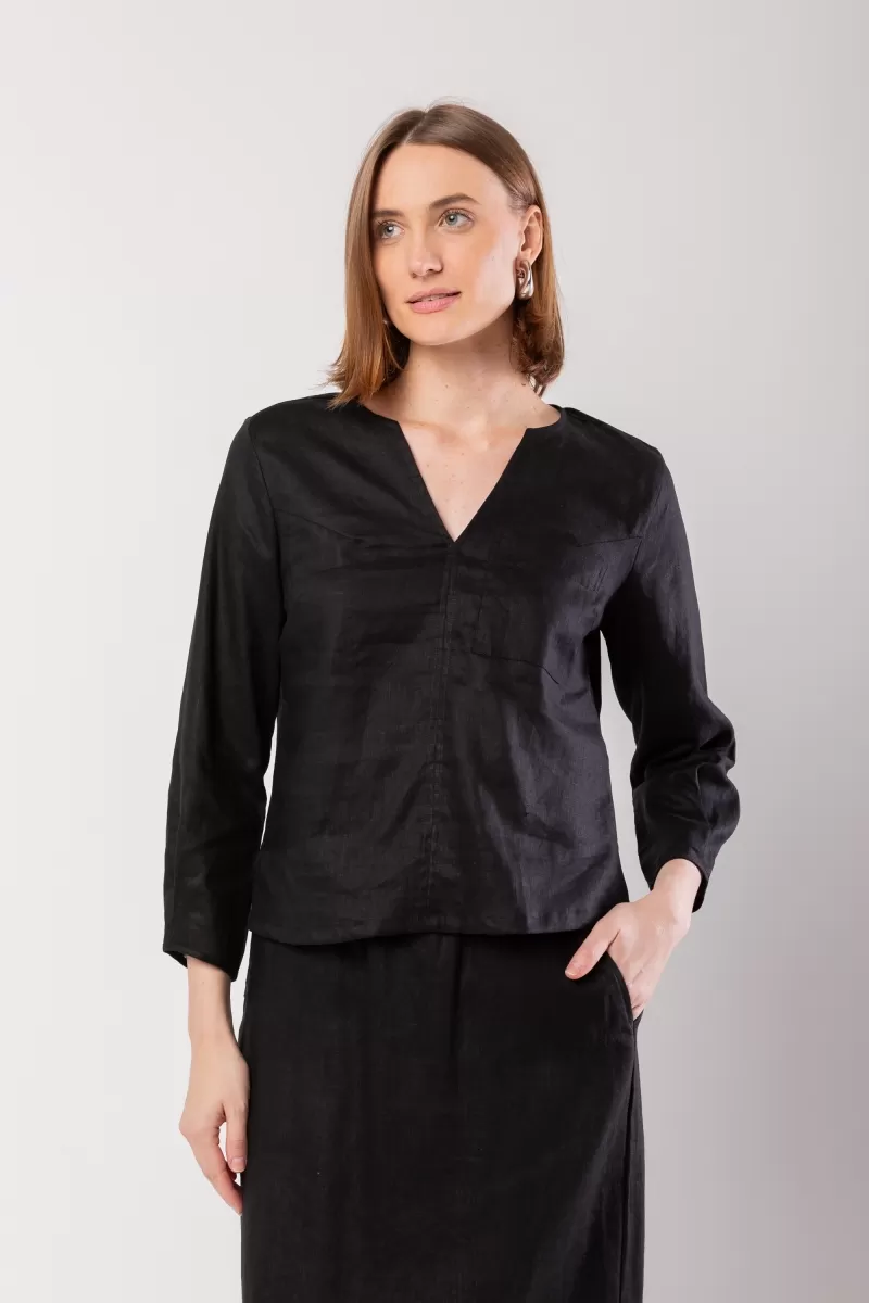 Hidrogênio - PADRE COLLAR SHIRT 100% BLACK LINEN - 20001001 Hidrogênio - PADRE COLLAR SHIRT 100% BLACK LINEN - 20001001