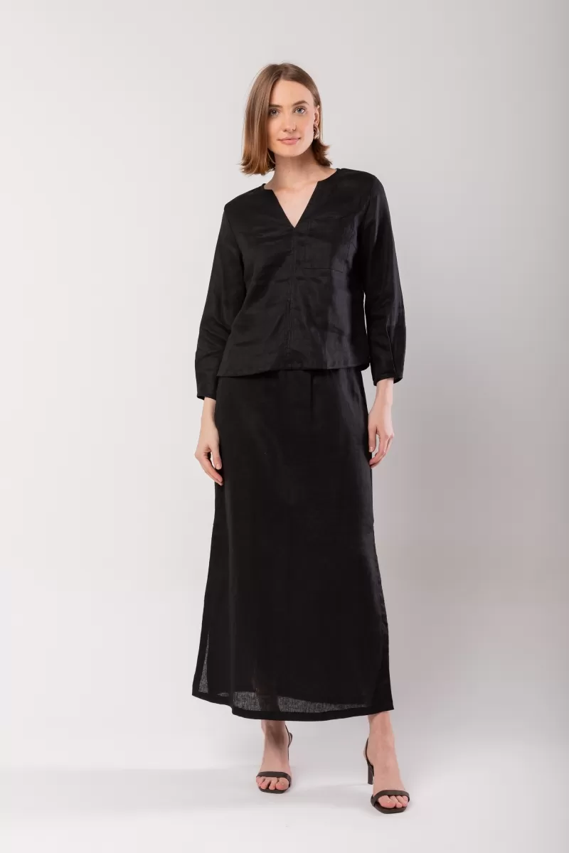 Hidrogênio - PADRE COLLAR SHIRT 100% BLACK LINEN - 20001001 Hidrogênio - PADRE COLLAR SHIRT 100% BLACK LINEN - 20001001
