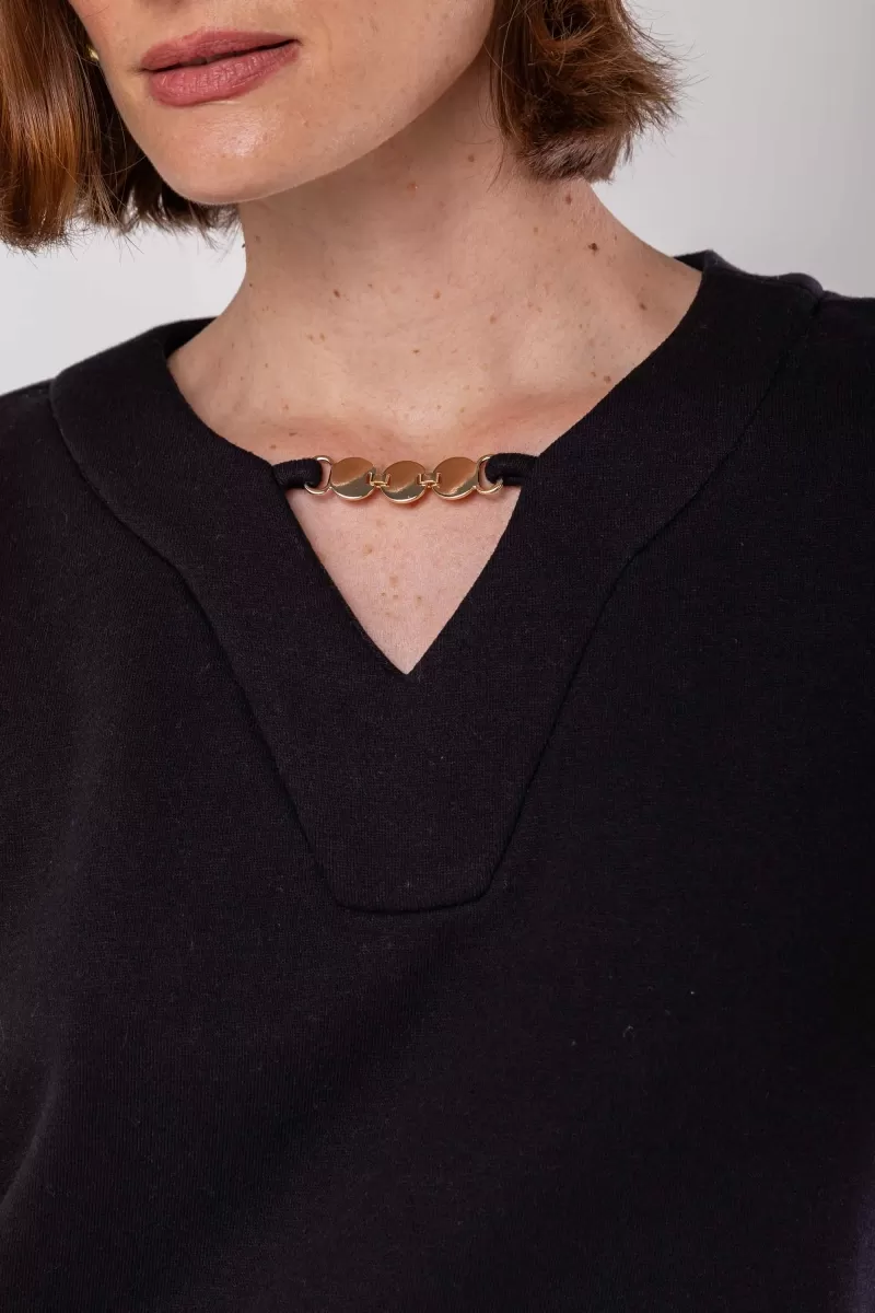 Hidrogênio - BLACK SWEATSHIRT WITH BUCKLE ON THE NECKLINE - 19986001 Hidrogênio - BLACK SWEATSHIRT WITH BUCKLE ON THE NECKLINE - 19986001