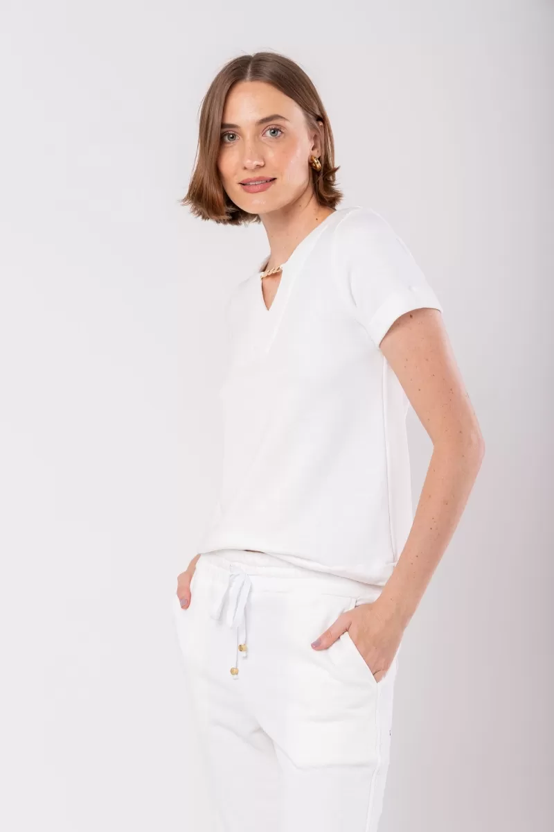 Hidrogênio - SWEATSHIRT WITH BUCKLE ON THE NECKLINE OFF WHITE - 19986018 Hidrogênio - SWEATSHIRT WITH BUCKLE ON THE NECKLINE OFF WHITE - 19986018