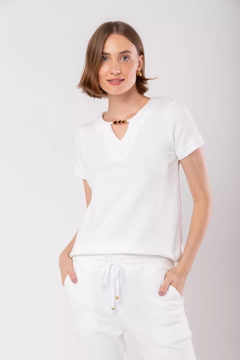 Hidrogênio - SWEATSHIRT WITH BUCKLE ON THE NECKLINE OFF WHITE - 19986018 Hidrogênio - SWEATSHIRT WITH BUCKLE ON THE NECKLINE OFF WHITE - 19986018