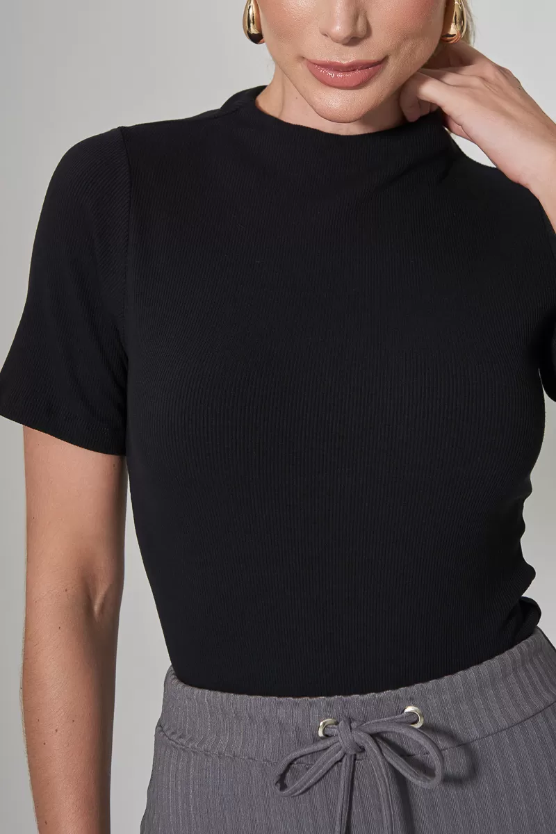 Miss Misses - Miss Misses Ribbed Shirt Medium Collar Black - 54325001 Miss Misses - Miss Misses Ribbed Shirt Medium Collar Black - 54325001