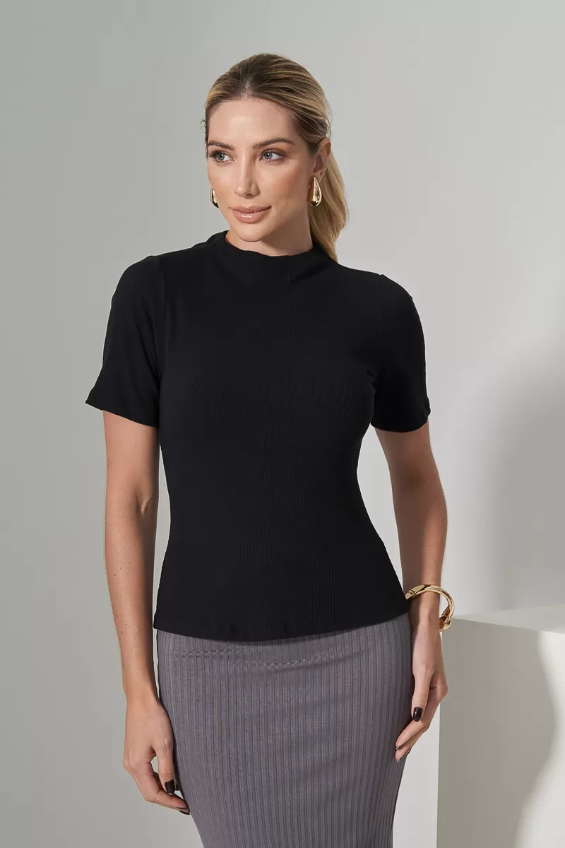 Miss Misses - Miss Misses Ribbed Shirt Medium Collar Black - 54325001 Miss Misses - Miss Misses Ribbed Shirt Medium Collar Black - 54325001