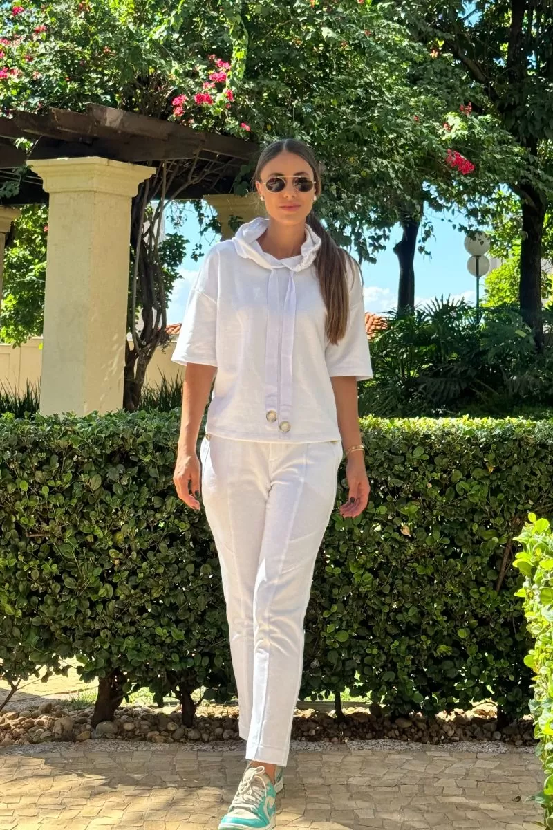Hidrogênio - JOGGER PANTS WITH CUTOUTS WHITE LU SWEATSHIRT - 20013002 Hidrogênio - JOGGER PANTS WITH CUTOUTS WHITE LU SWEATSHIRT - 20013002