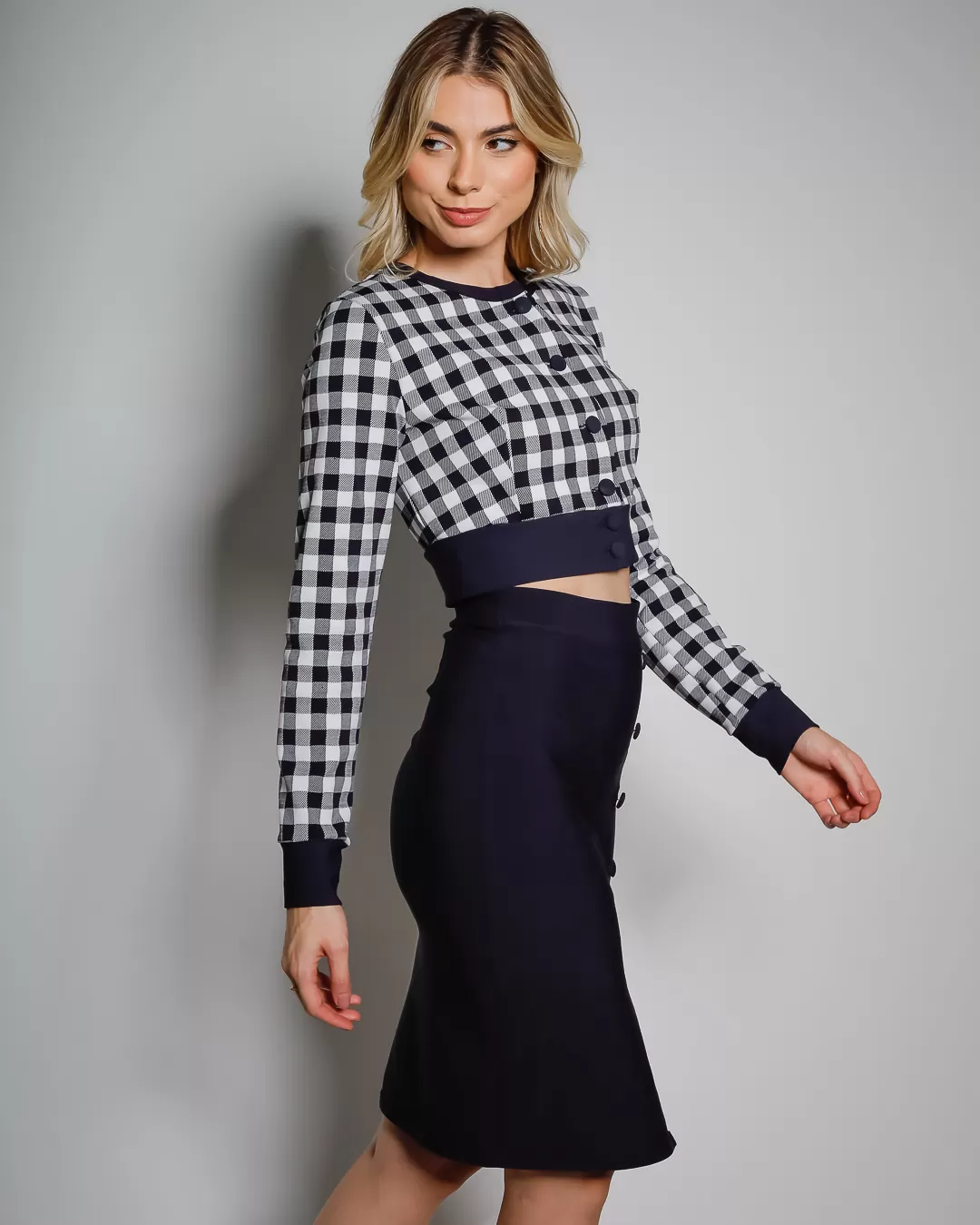 Miss Misses - Skirt Miss Misses Midi Black Plaid - 19095SAPRETO Miss Misses - Skirt Miss Misses Midi Black Plaid - 19095SAPRETO