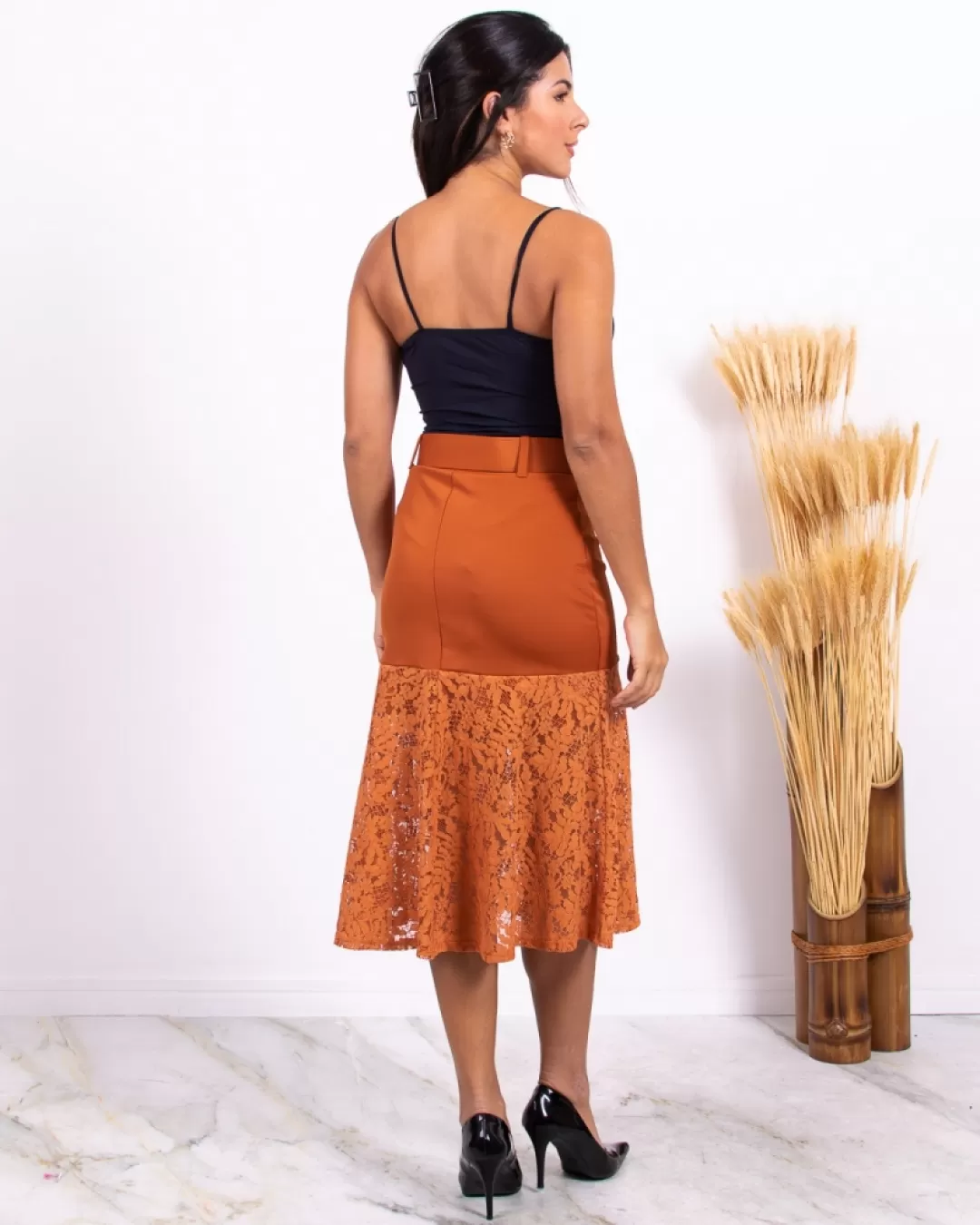 Miss Misses - Skirt Miss Misses Midi with Caramel lace - 90087BEGE Miss Misses - Skirt Miss Misses Midi with Caramel lace - 90087BEGE