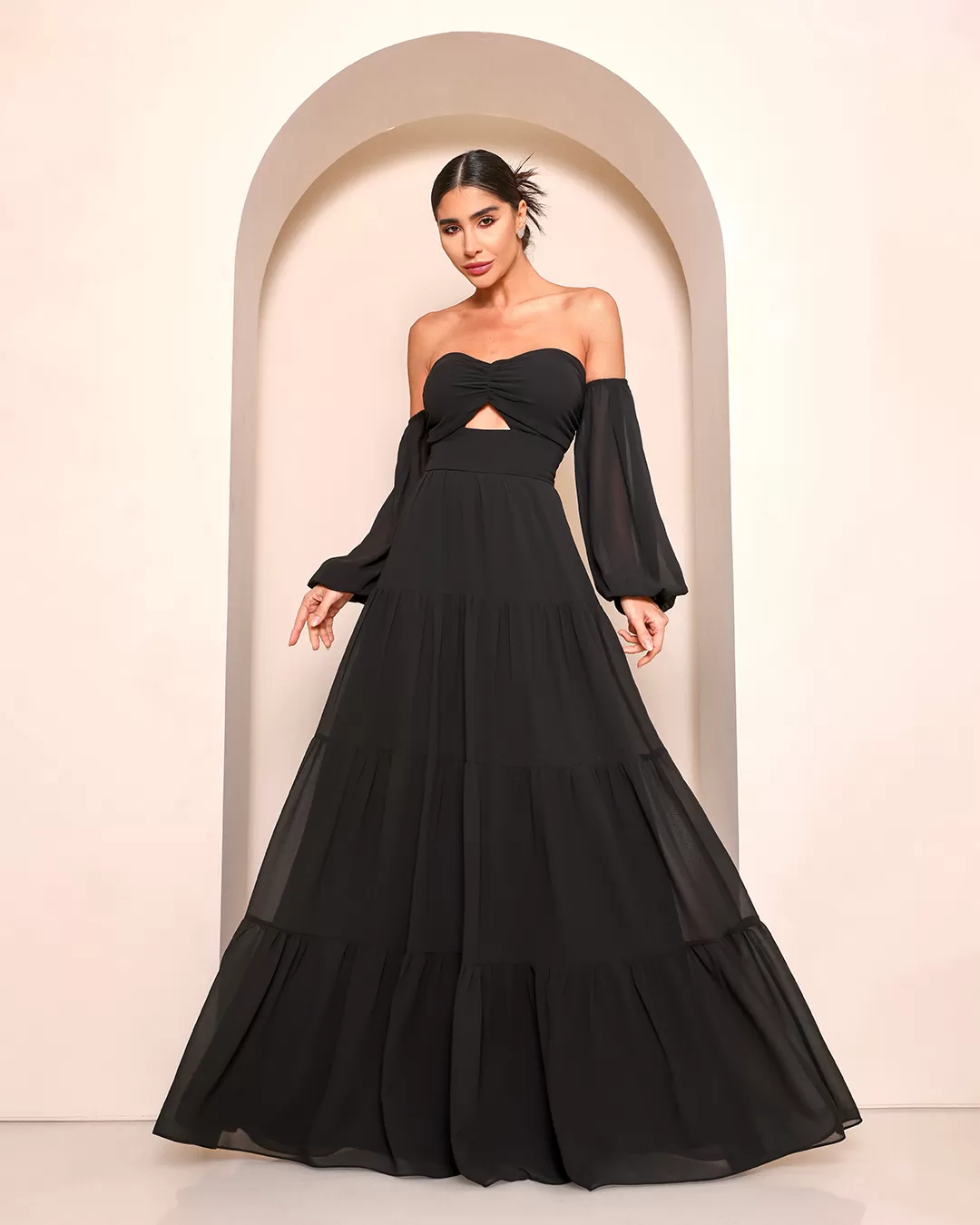 Dot Clothing - Dress Dot Clothing Longo Ciganinha Black - 1689PRETO