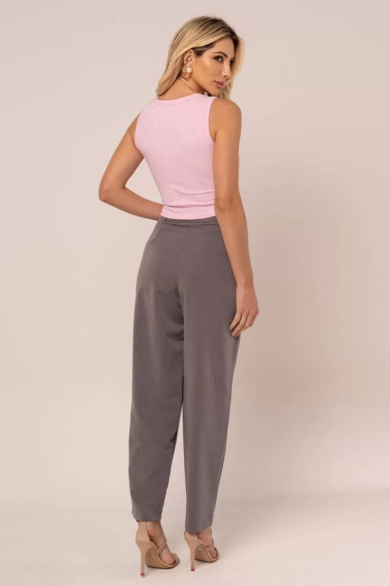 Miss Misses - Cropped Miss Misses Ribbed Tank Shirt Metal Detail Pink - 54305060 Miss Misses - Cropped Miss Misses Ribbed Tank Shirt Metal Detail Pink - 54305060