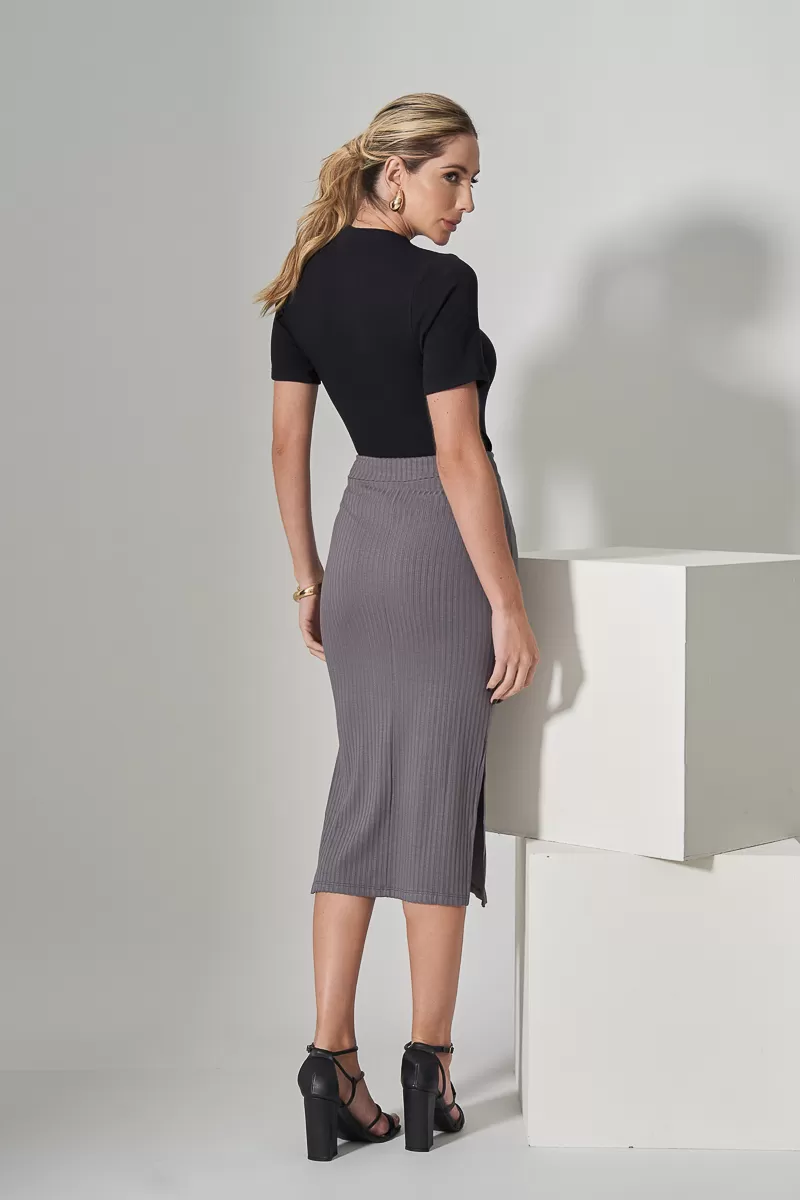 Miss Misses - Miss Misses Ribbed Shirt Medium Collar Black - 54325PRETO Miss Misses - Miss Misses Ribbed Shirt Medium Collar Black - 54325PRETO