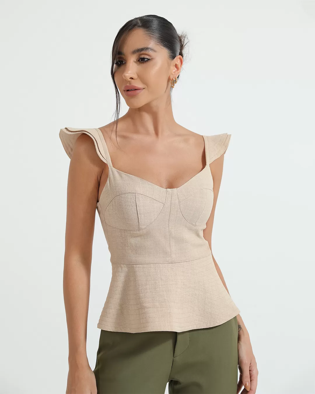 Dot Clothing - Shirt Dot Clothing Peplum Sand - 2264BEGE Dot Clothing - Shirt Dot Clothing Peplum Sand - 2264BEGE