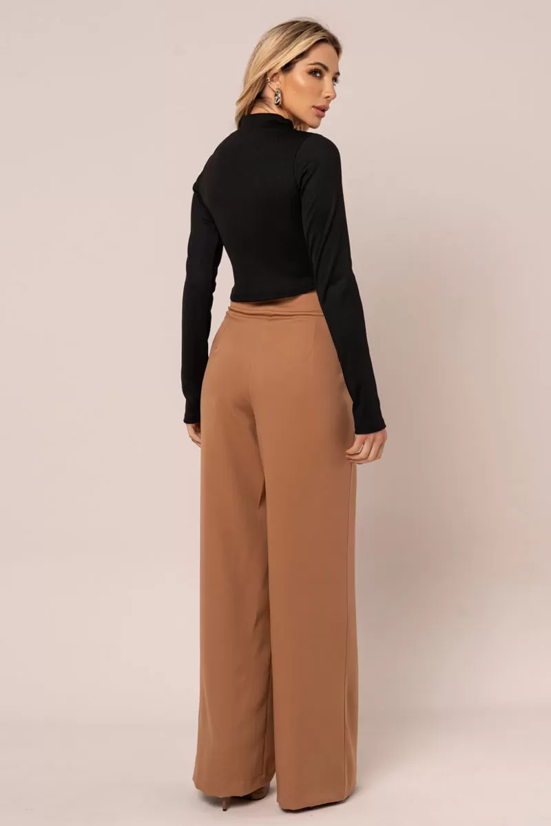 Miss Misses - Miss Misses Pants With Wide Waistband With Button Beige - 54312BEGE Miss Misses - Miss Misses Pants With Wide Waistband With Button Beige - 54312BEGE