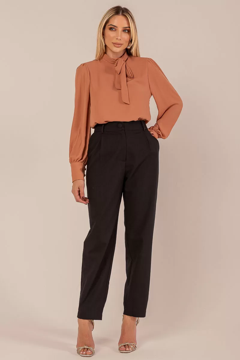Miss Misses - Miss Misses Long Chiffon Lacing Caramel Shirt - 54265CARAMELO Miss Misses - Miss Misses Long Chiffon Lacing Caramel Shirt - 54265CARAMELO