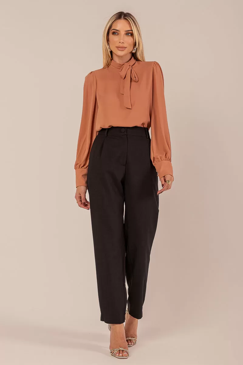 Miss Misses - Miss Misses Long Chiffon Lacing Caramel Shirt - 54265CARAMELO Miss Misses - Miss Misses Long Chiffon Lacing Caramel Shirt - 54265CARAMELO