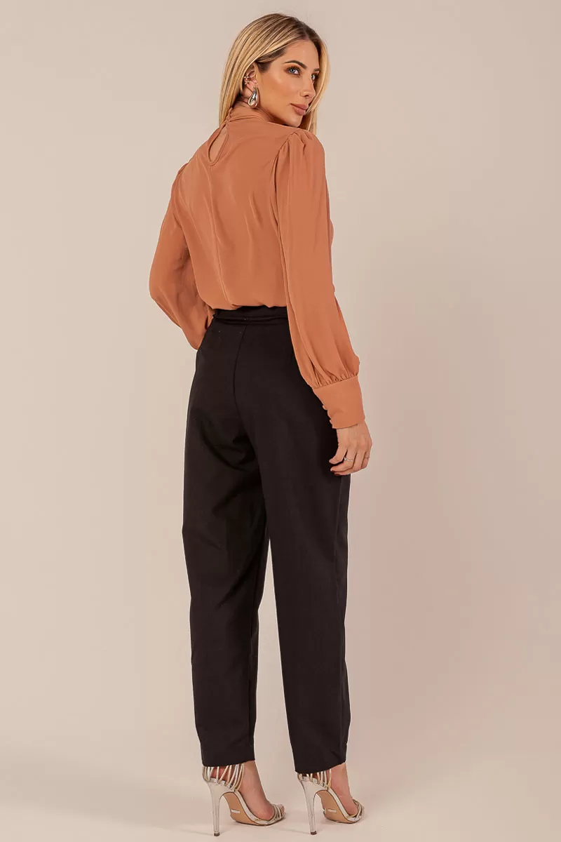 Miss Misses - Miss Misses Long Chiffon Lacing Caramel Shirt - 54265CARAMELO Miss Misses - Miss Misses Long Chiffon Lacing Caramel Shirt - 54265CARAMELO