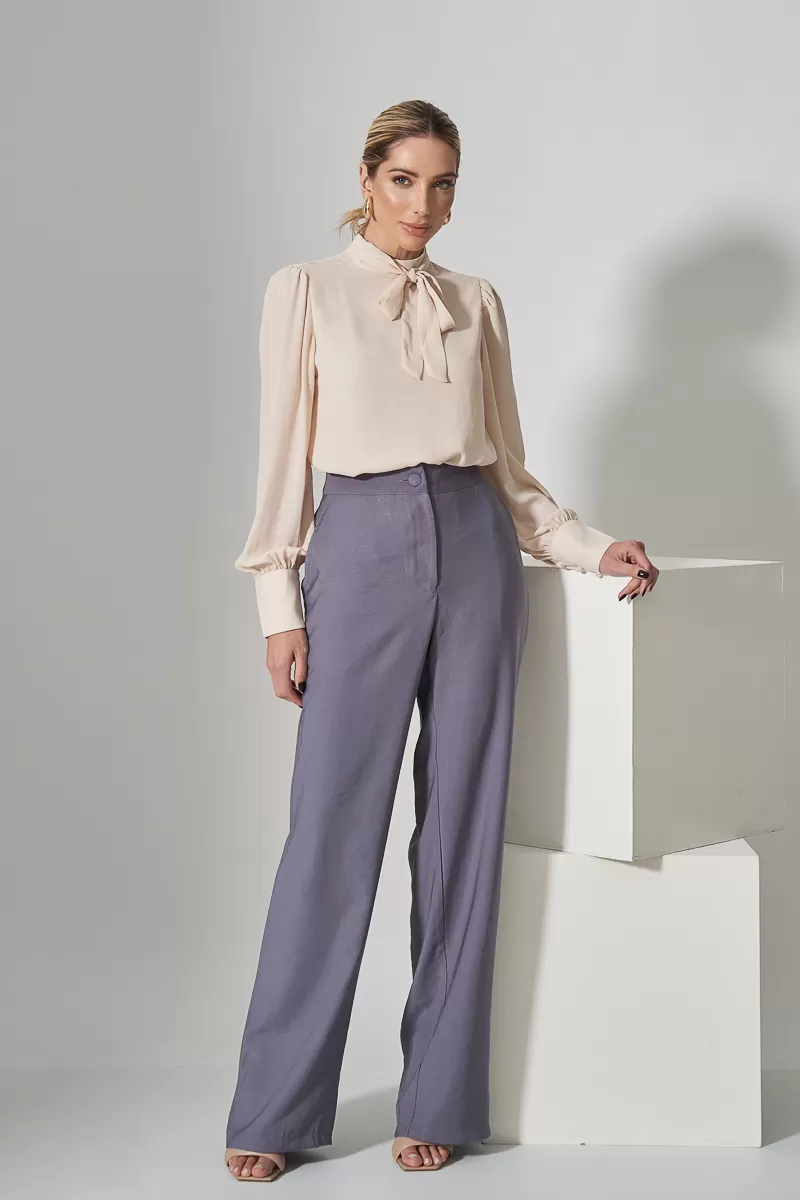 Miss Misses - Miss Misses Long Chiffon Tie Sand Shirt - 54265AREIA Miss Misses - Miss Misses Long Chiffon Tie Sand Shirt - 54265AREIA
