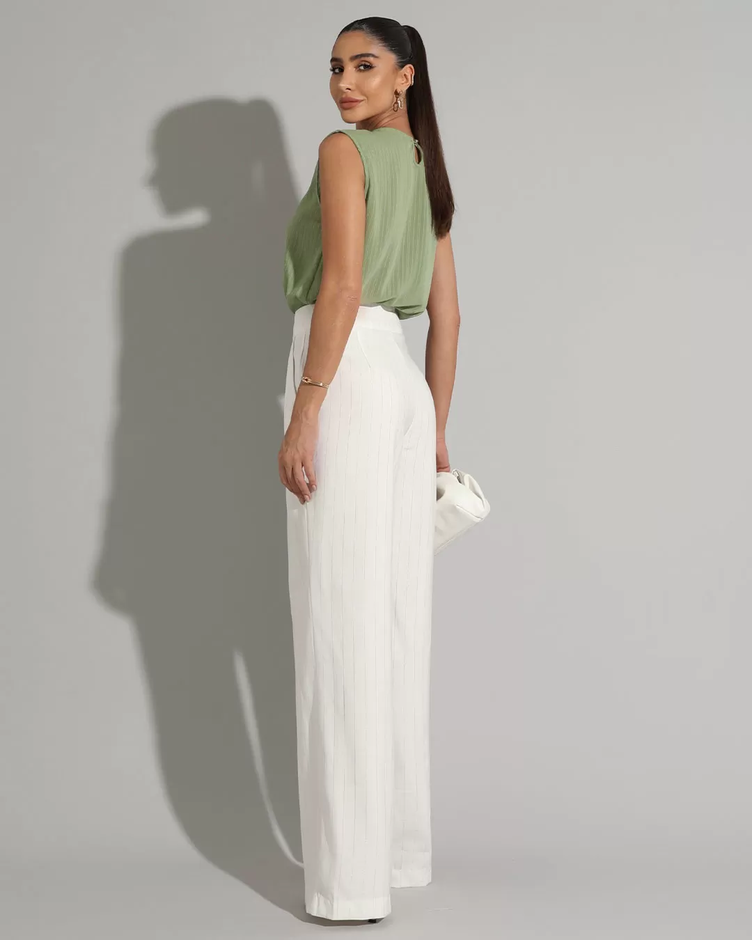 Miss Misses - Shirt Miss Misses Tank Shirt With Green Chiffon Button - 54240VERDE Miss Misses - Shirt Miss Misses Tank Shirt With Green Chiffon Button - 54240VERDE