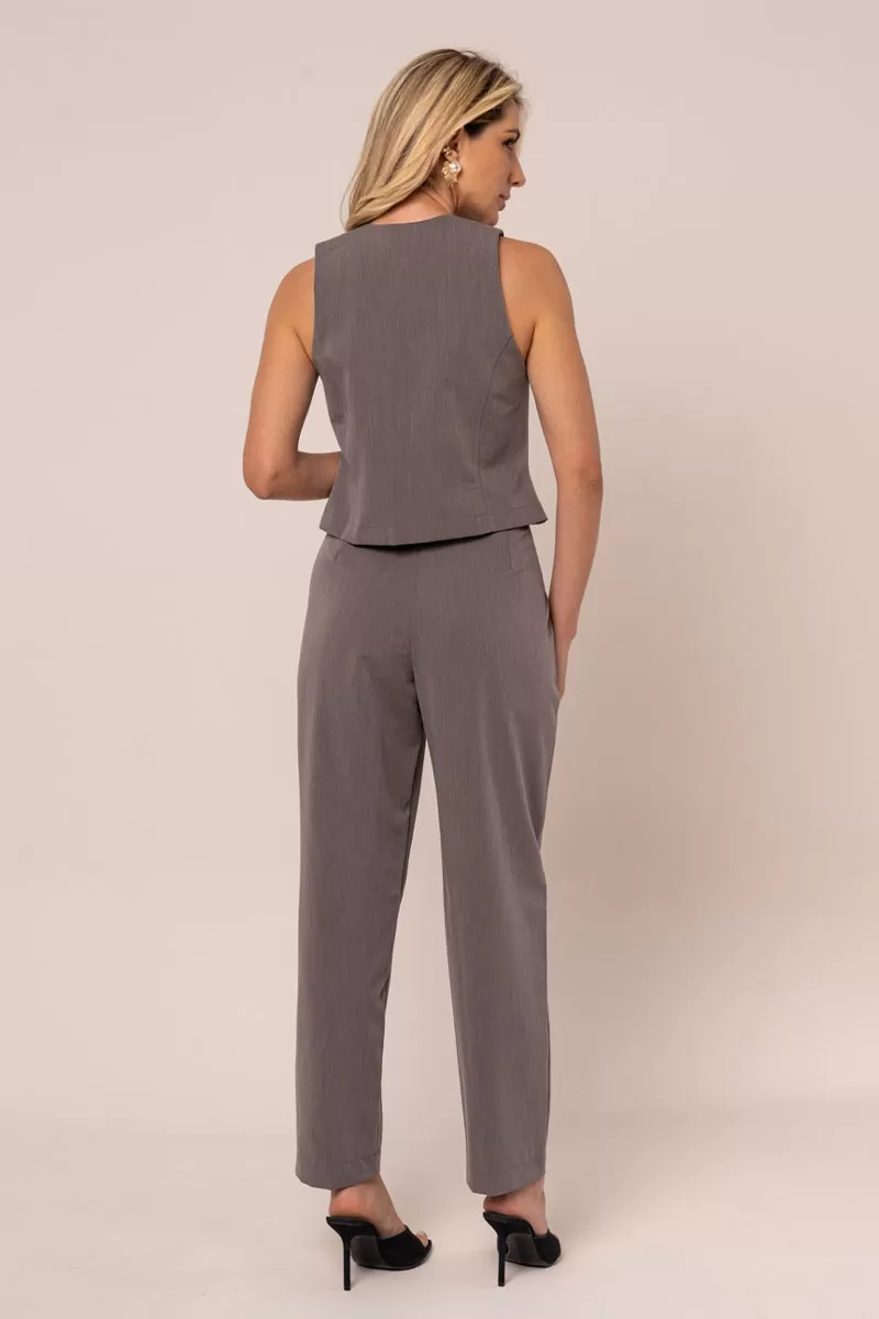 Miss Misses - Miss Misses Vest With Button and Fake Lead Pocket - 80537CINZA Miss Misses - Miss Misses Vest With Button and Fake Lead Pocket - 80537CINZA