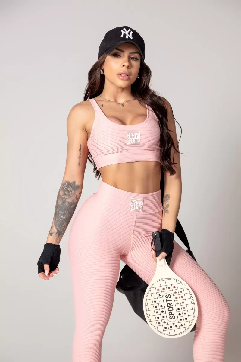Hipkini - Pink Ribbed Athleisure Legging - 33330592 Hipkini - Pink Ribbed Athleisure Legging - 33330592